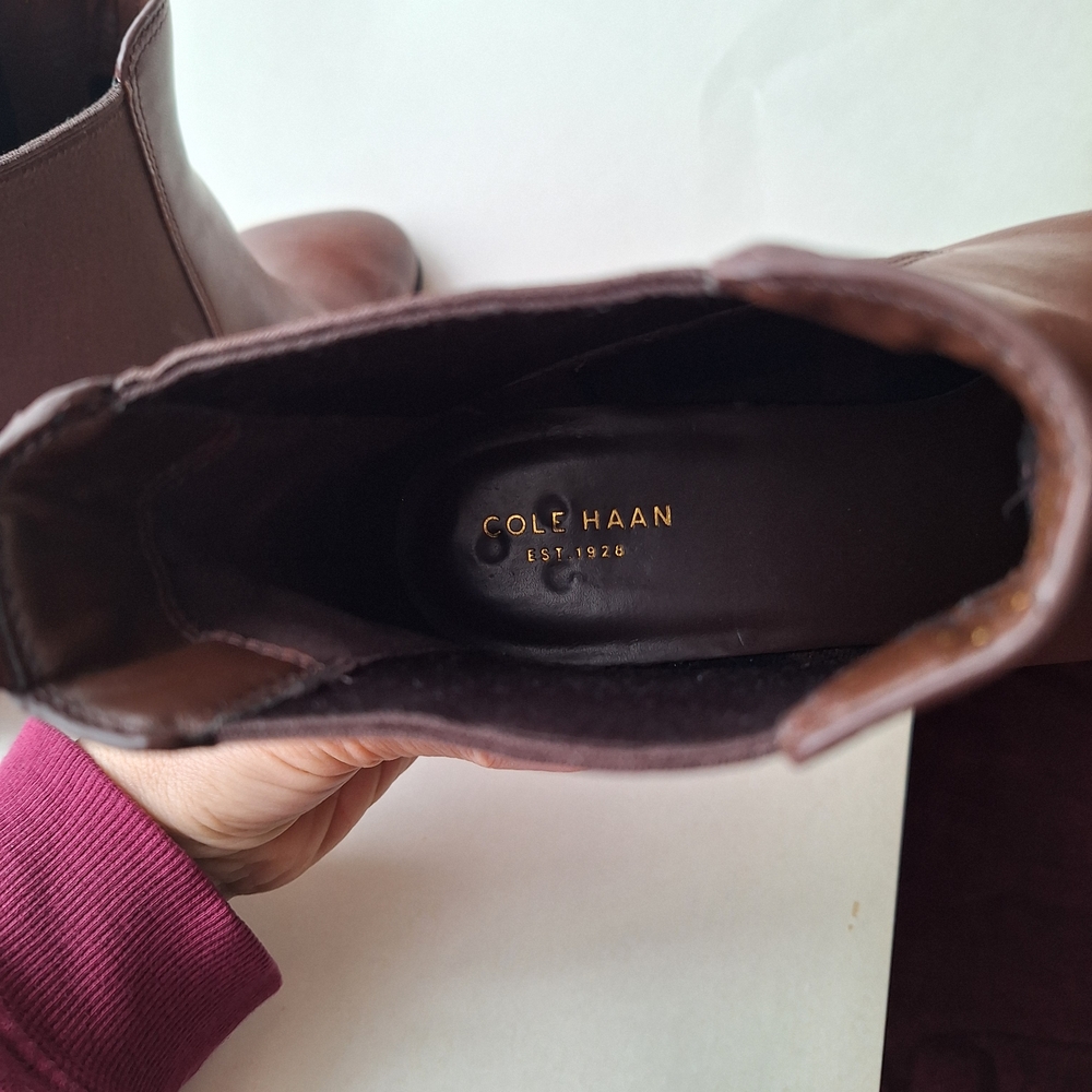 Cole Haan Waterproof Brown Leather Newburg Chelsea Boots Booties - Picture 10 of 13